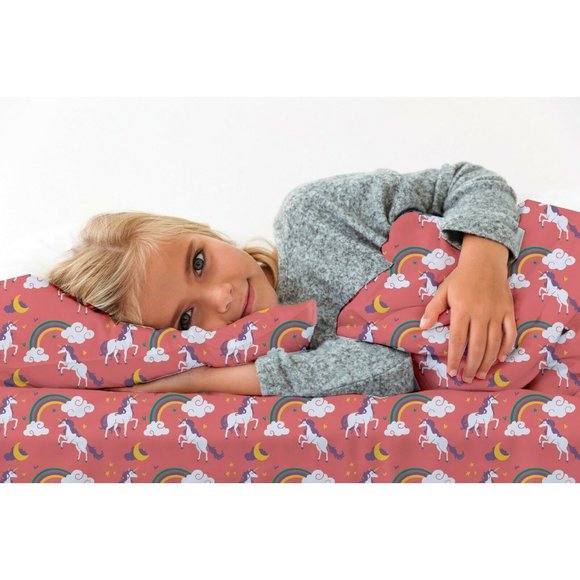 Castle And Clover Lunar Unicorn Sheets Pink Full Size Bed Sheet Set - Picture 4 of 7